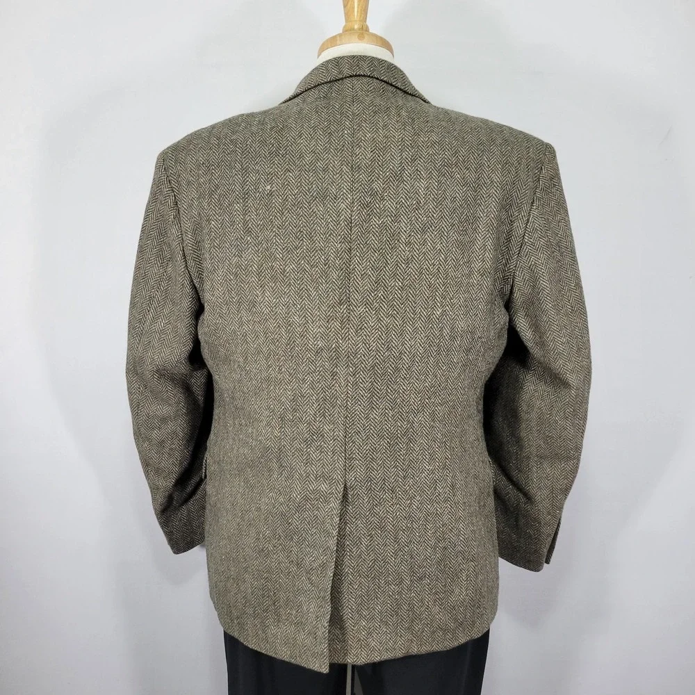 Robert Stock Classics Men's Tweed Sport Coat Blazer Olive Herringbone Wool 42S‎